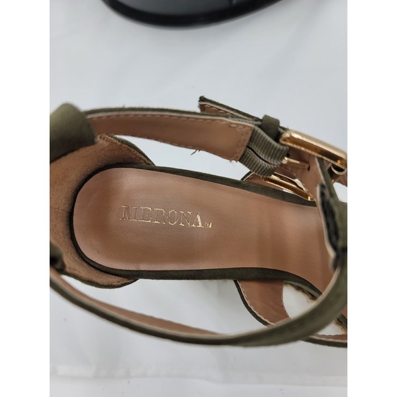 Merona Olive Green Vegan Suede Wedge Espadrille Sandal 6.5 - Picture 7 of 7